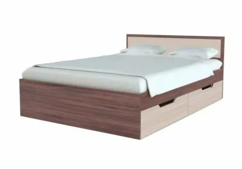 Кровать двуспальная с ящиками Гармония КР 606 120x200см ясень шимо темный / шимо светлый
