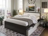 Двуспальная кровать с ящиками Стендмебель, Гармония КР 606, 125х203х78см, венге-белфорт